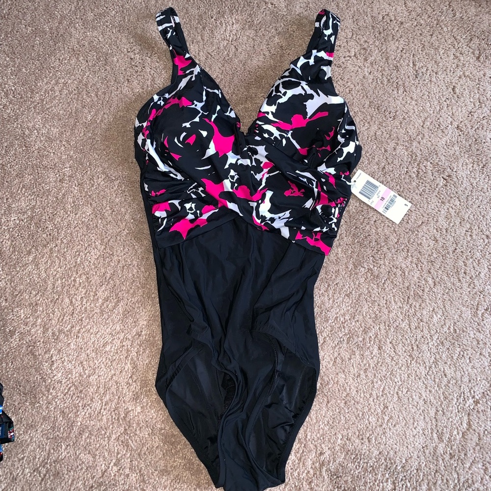 INC One Piece8 VNeck Tank Swimsuit